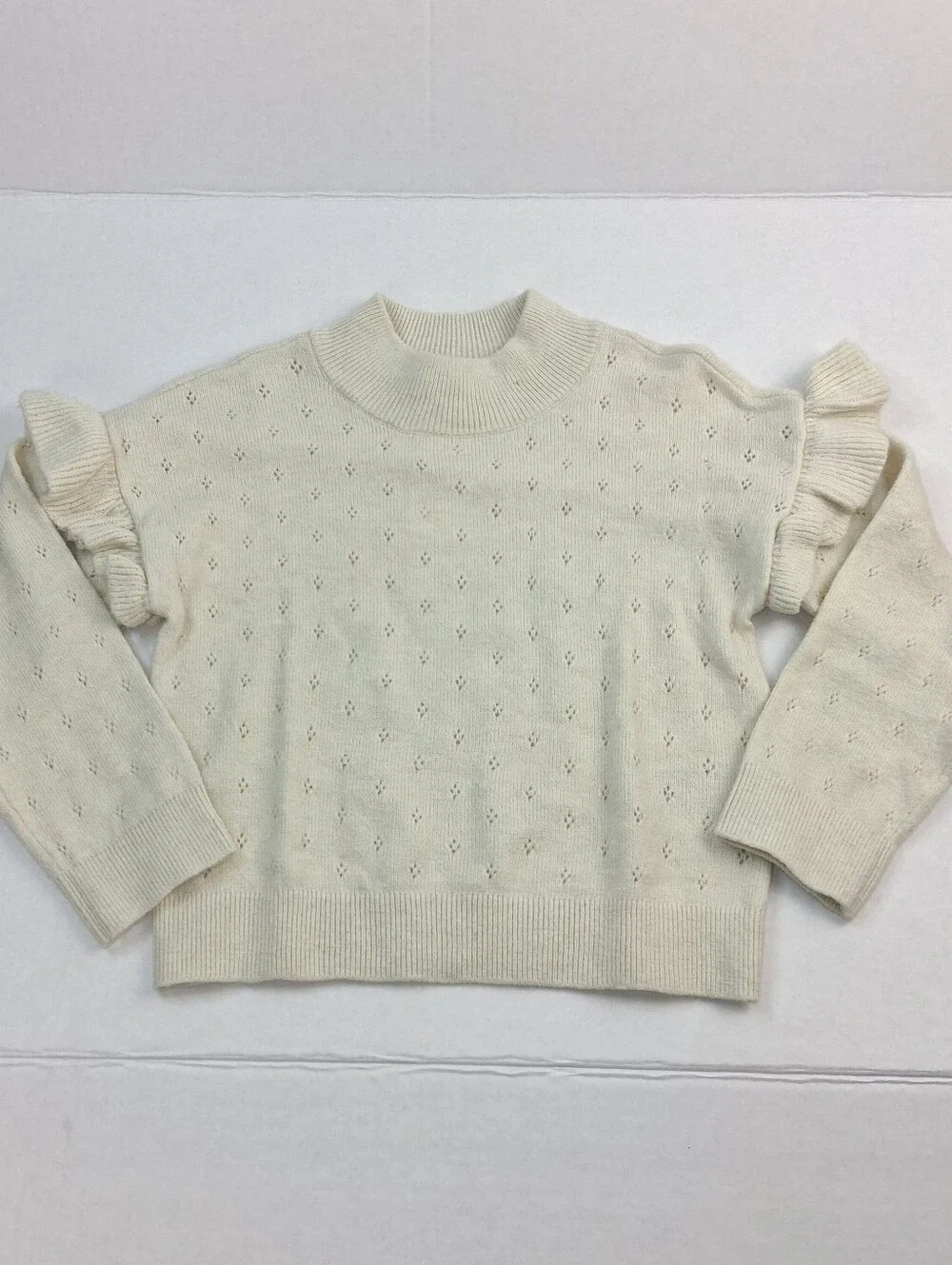 Baby Gap Beige Ruffle Pointelle Sweater